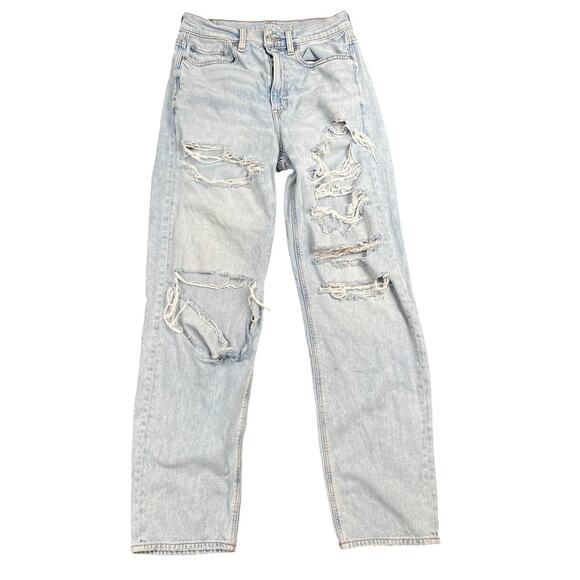 American Eagle Outfitters Denim - American Eagle Women 6 Highest Rise Baggy Destroyed Thrashed Grunge Stretch Y2K